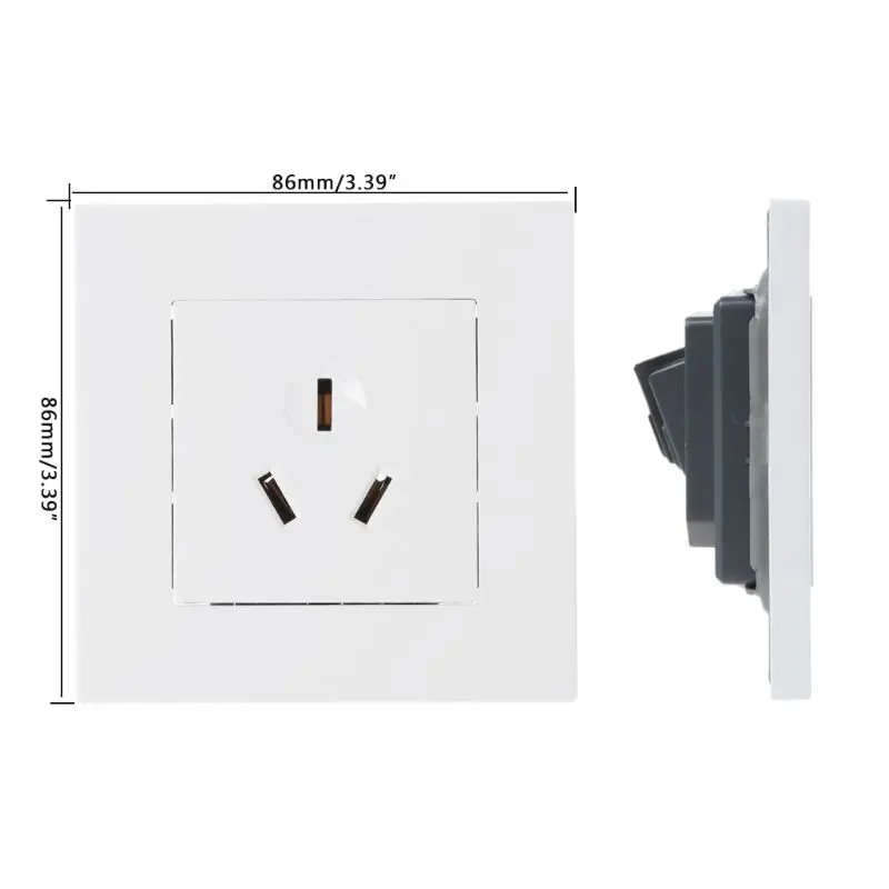 

Wall Socket 86 Type 16A Power Outlet With 3 Holes White PC Panel For Air Conditioner Water Heater