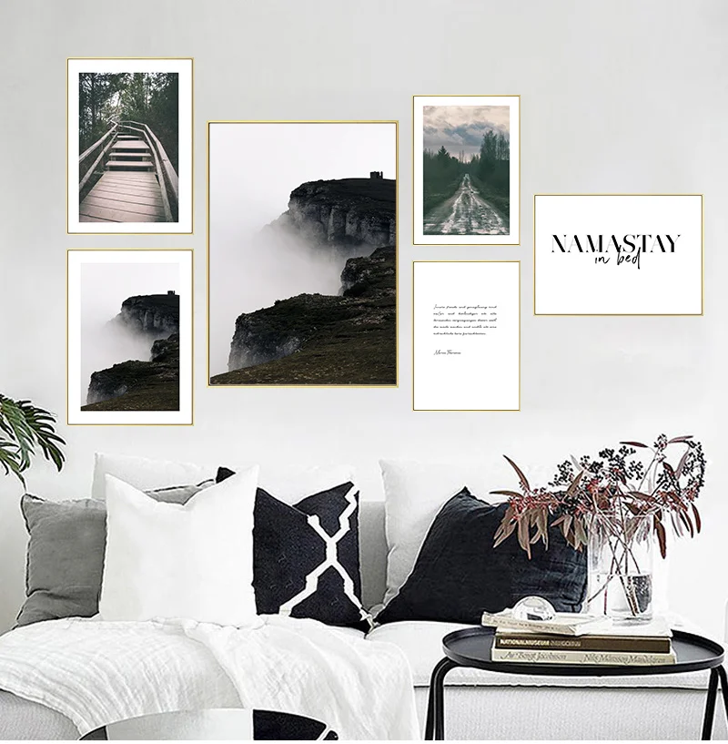 

Quiet Path Deep Mountain and Mist Wall Art Canvas Painting Nordic Posters And Prints Wall Pictures For Living Room Decor
