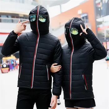 

Helisopus Winter Coat Men Glasses Coat Altman Parkas Warm Jackets Hooded Personalized Alien Jacket Casual Windproof Streetwear