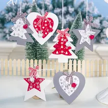 Год последняя натуральная Деревянная Рождественская елка орнамент Звезда Сердце деревянная подвеска Noel Рождественское украшение для дома Рождественский подарок