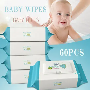 

60 Pcs/Bag Newborn Baby Wipes With Lid Baby Wet Wipes For Baby Hand and Mouth Napkins Skin-friendly Baby Stuff For Newborn 2020