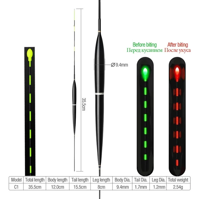 Smart Fishing Float Bite Alarm Fish Bait LED Light Color Change Automatic Night Electronic Changing Buoy With CR425 Battery SB