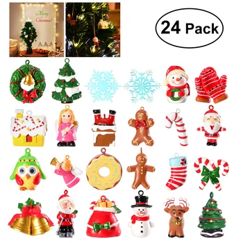 

UNOMOR 24pcs Resin Petite Doll Hanging Ornaments Christmas Tree Pendant Set for Christmas Party Decor
