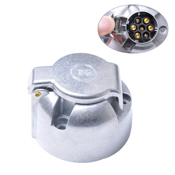 

7 Pin Car Connector Circular Aluminium Alloy Trailer Socket 12V For European Standard Cars A0201 Car Styling Supplies