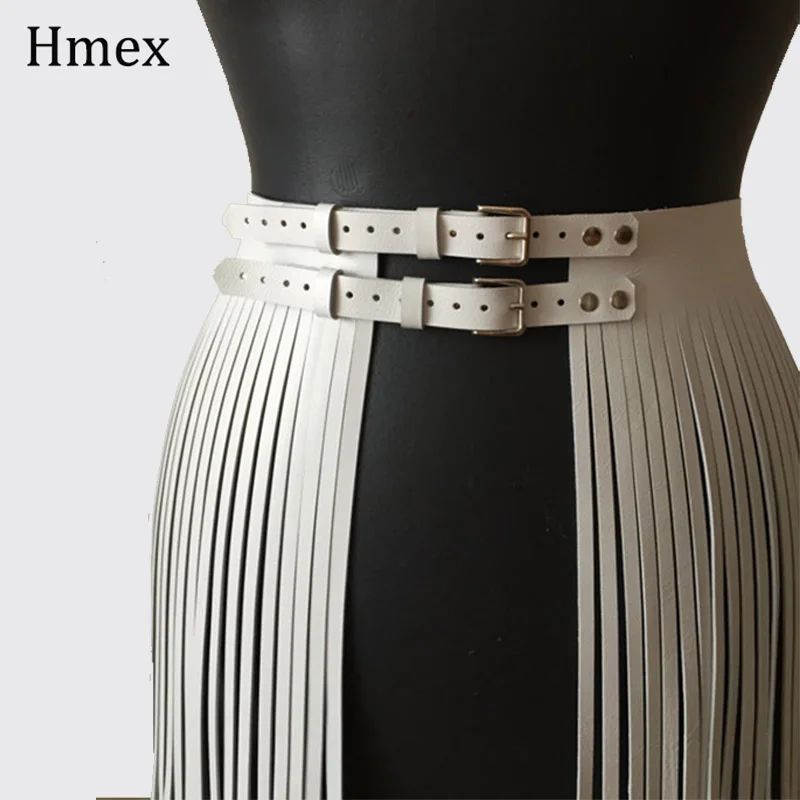 Saias de Couro do Plutônio Saia para Feminino Moda Boho Sexy Feminina Cinto Longo Borla Saia Clube Festa Magro Franja Preto Decora 7 High Quality Pijamas e Moda Íntima