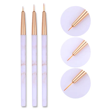

3PCS/SET Liner Painting Brush UV LED Gel Drawing Brush Pen Liner Brushes Acrylic Pens Marble Handle DIY Nail Art Tools