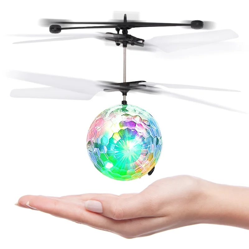 

Foreign Trade Hot Selling Sensing Crystal Fly Ball ye guang zhu Shining Colorful Light round Ball Induction Vehicle Toy Model