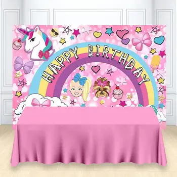 

Rainbows Photocall Unicorn Baby Shower 1st Birthday Backdrop For Girls Pink Jojo Siwa Party Backgrounds For Photo Studio W-3337