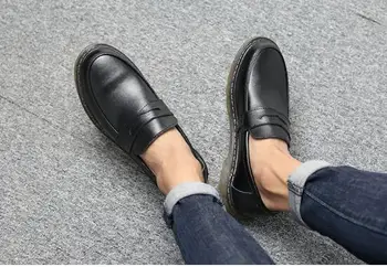 

Genuine Men slip-on oxford Leather retro round toe dress shoes for men Comfortable office outdoor shoes