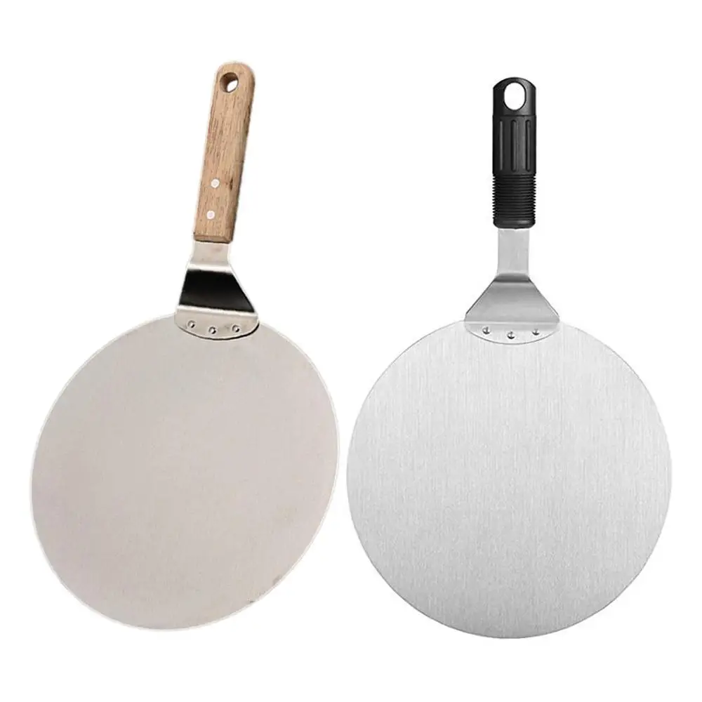Stainless Steel Pizza Shovel Large Thick Wood Handle Pizza Knife Round Cake Shovel Baking Tool portable