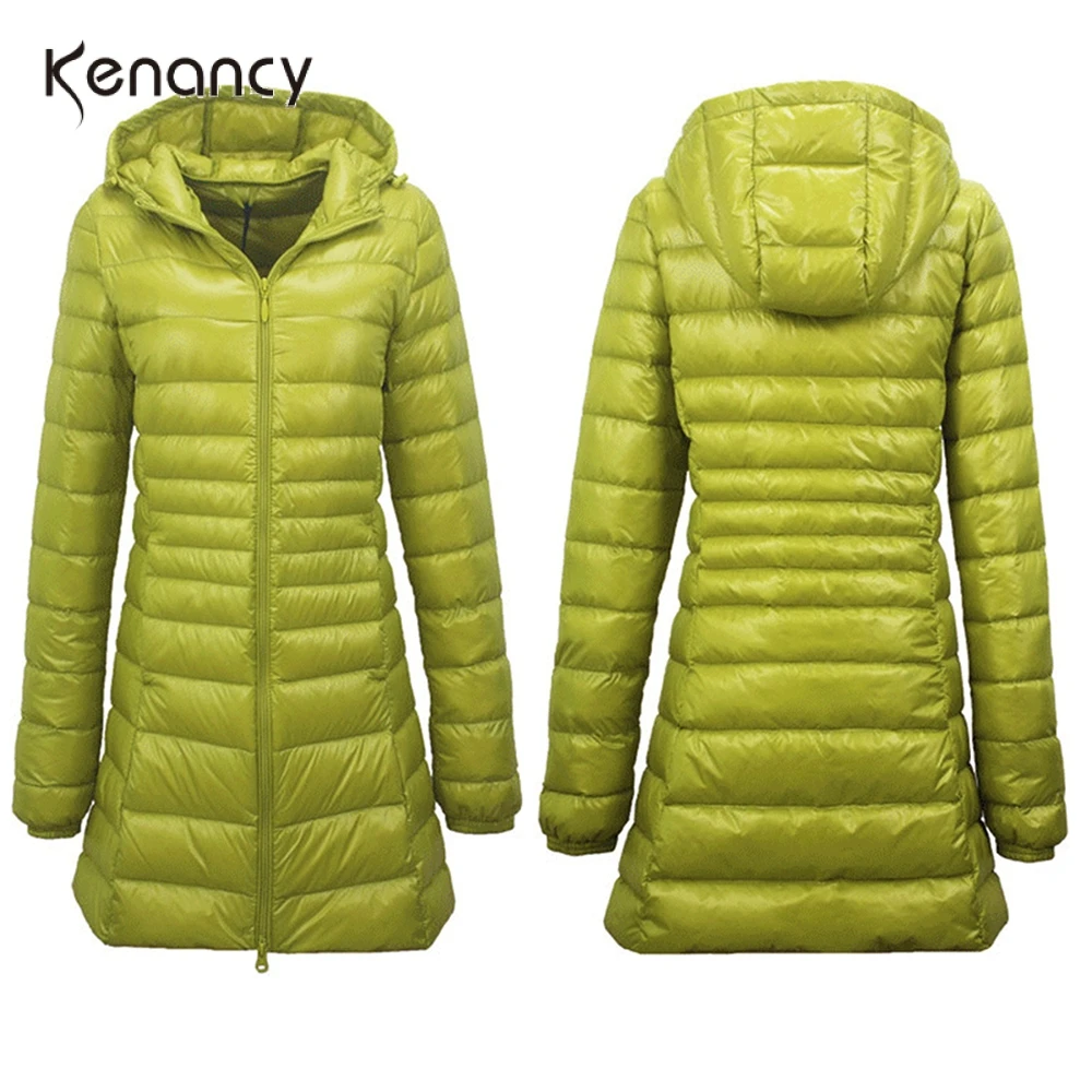 

Kenancy 12 Color Plus Size 7XL Jacket Women Autumn Warm Padded Light Slim Long Style Solid Women'S Down Coat Hooded Zipper Coat