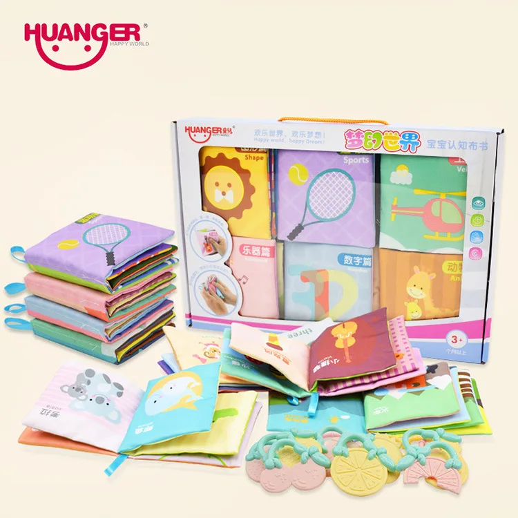 

Babies' Cloth Book Rattle Teether Set Tear Rotten with xiang zhi Can Be Boiled Palm Book 0-12 Month Educational Toy