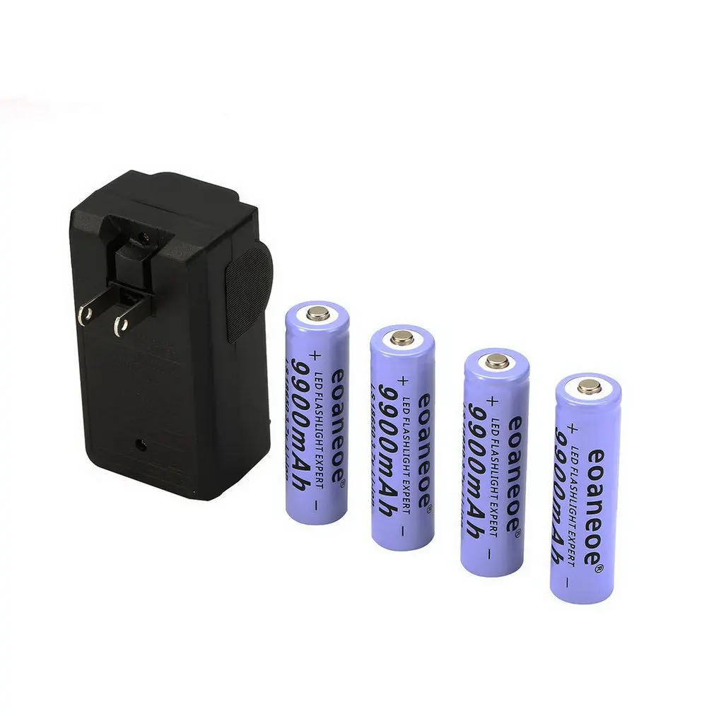 3.7V Batteries 9900mAh Li-ion Rechargeable Battery For Flashlight With US Charger |