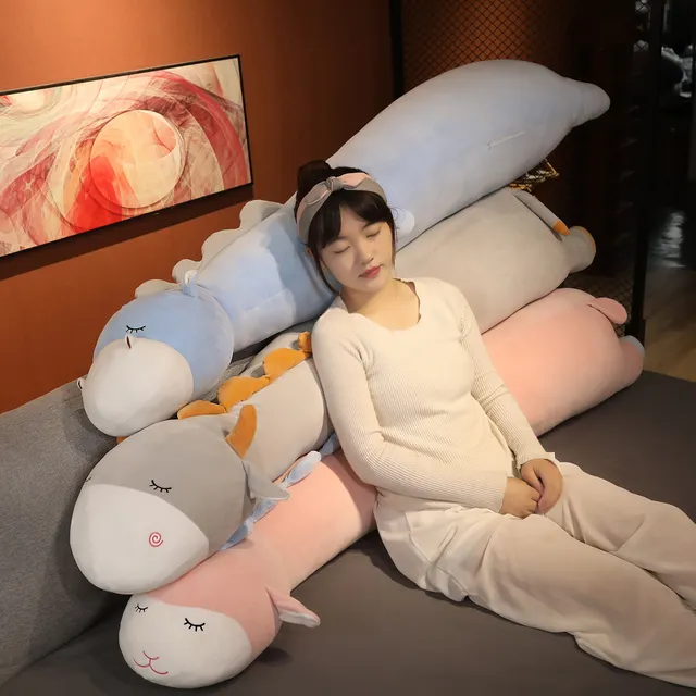 80 120CM Soft Stuffed Alpaca Cattle Hippo Plush Pillow Animal Long Pillow Sleeping Plushie Cushion Children I Wanna Hug One!