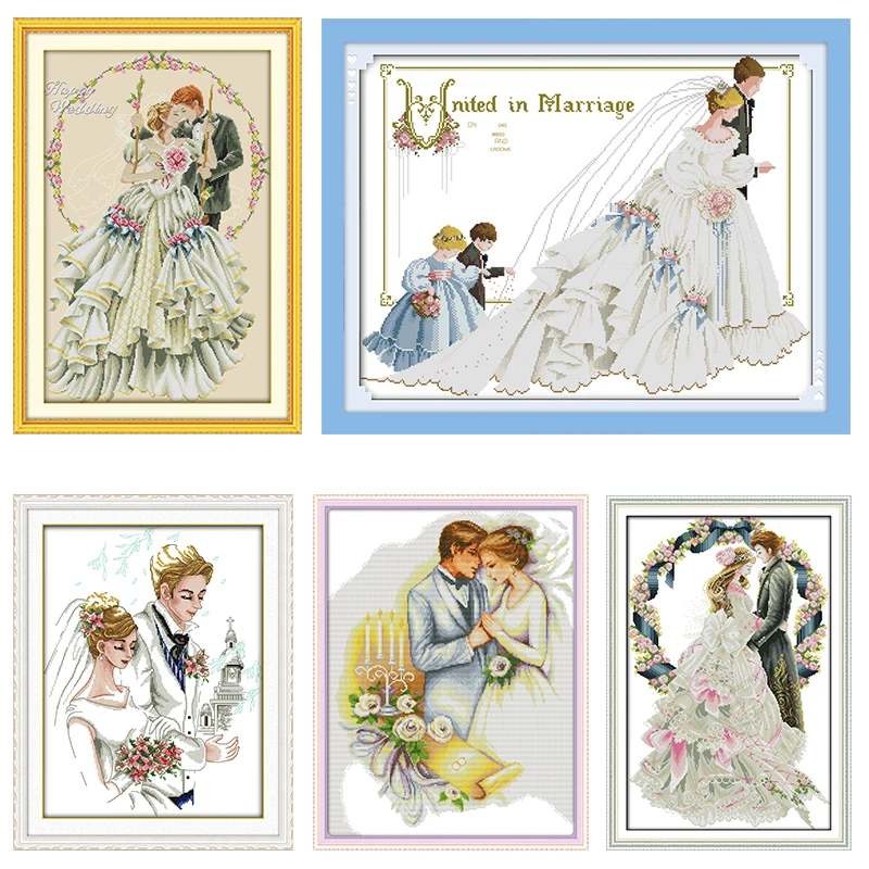 

Wedding Joy Sunday Cross Stitch Kit Patterns Stamped Printed 11CT 14CT Counted Print Craft Home Decor Embroidery Needlework Sets