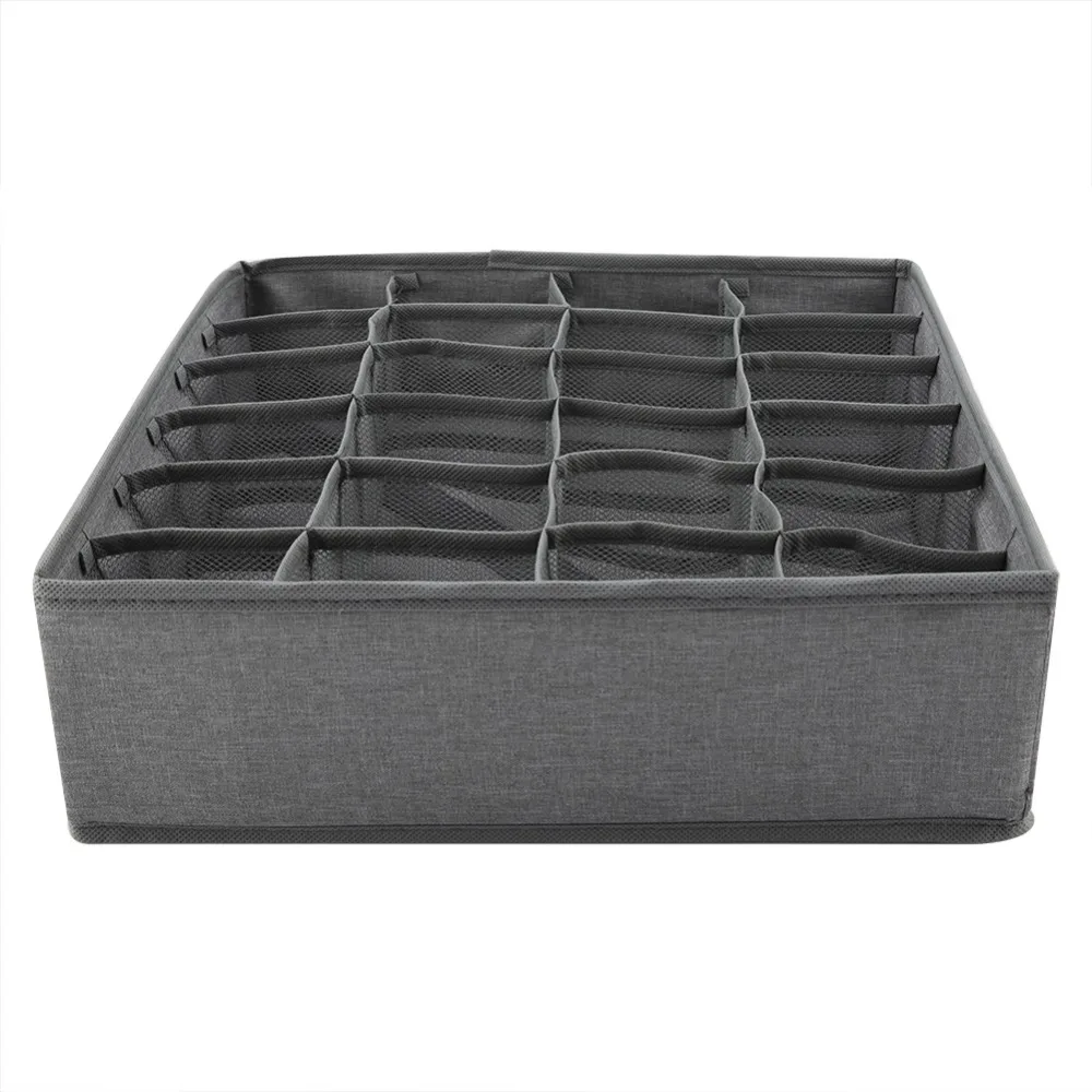 24 Girds Underwear Organizer Collapsible Bra Storage Box Drawer Closet Box Organizer For Clothes Underwear Scarfs Socks Bra  (1)