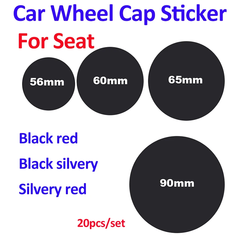 

20pcs Car Wheel Caps Stickers for Cordoba Ibiza Cupra Leon Lbiza Toledo Altea IB E 56mm 60mm 65mm 90mm Car Emblem Label Decal