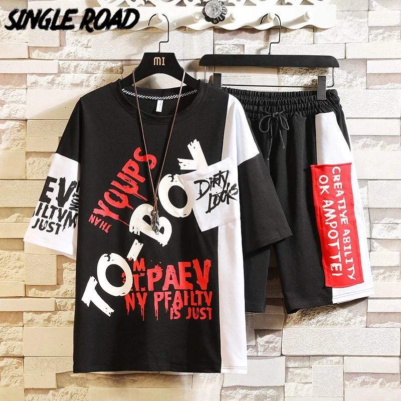 SingleRoad Mens Tracksuit Japanese Streetwear Sets 2020 Summer Harajuku Patchwork T-Shirt Shorts Men Hip Hop Korean Clothes Male SingleRoad Mens Tracksuit Japanese Streetwear Sets 2020 Summer Harajuku Patchwork T-Shirt Shorts Men Hip Hop Korean Clothes Male