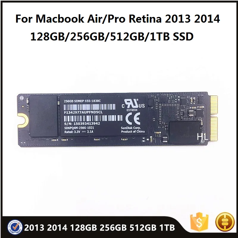 Твердотельный накопитель 128 ГБ 256 512 ТБ SSD для Macbook Pro Retina 2013 2014 A1502 A1398 Air A1466 A1465