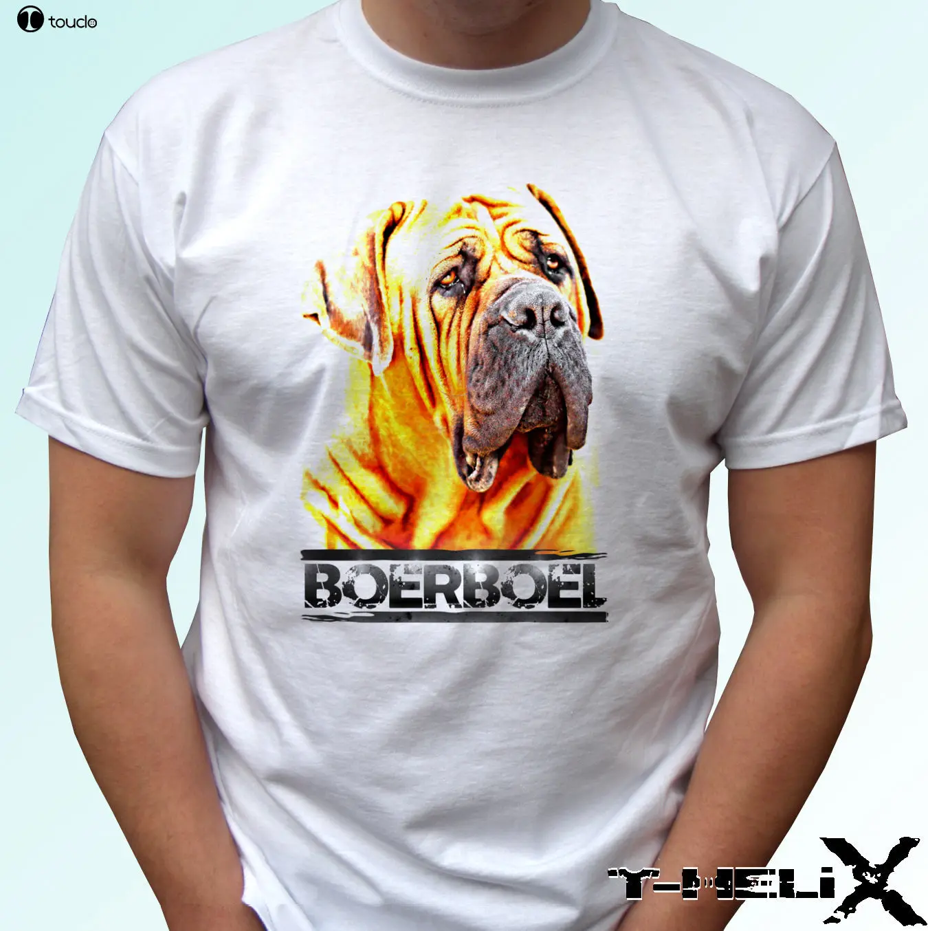 Мужская футболка с принтом Boerboel-Dog, футболка с круглым вырезом