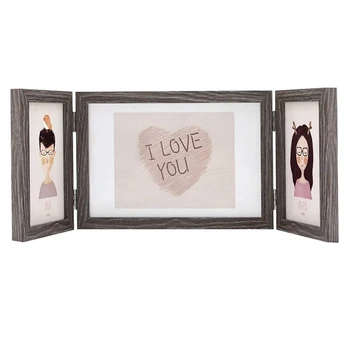

NEW-5x7&4x6 Hinged Triple Photo Frames Wooden for Tabletop,Wedding Unique Gifts,Motherx