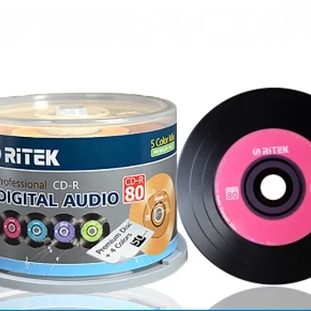 기록 가능한 블랙 CD-R 블랭크 디스크, 700MB, 80 분, 52X, 50 CD 디스크 블랭크, 5 가지 색상