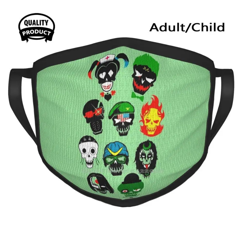 

The Squad Fashion Men Women Outdoor Sport Mask Mouth Masks Joker Villain Comics Skull Quinn Nurse Kiss Cyborg Fire Parody