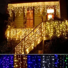 300 светодиодный гирлянда для штор 3M x 3M атмосферу для наружного освещения для дома и сада Свадебные для рождественской вечеринки отмечание праздника