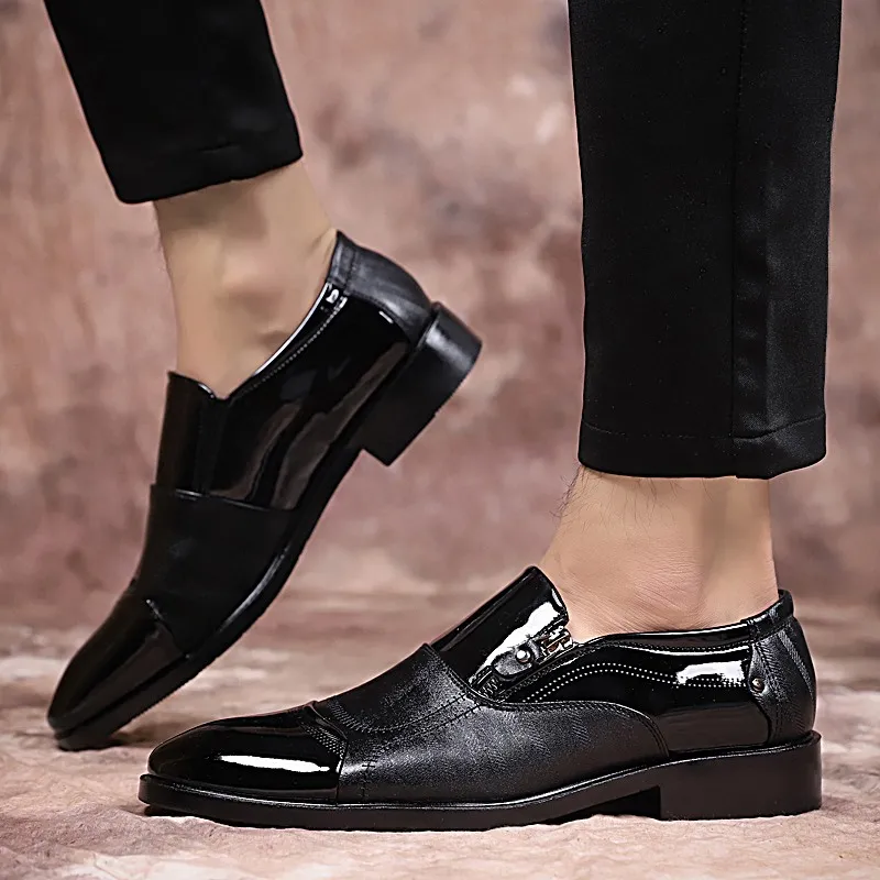 Мужские туфли-оксфорды в деловом стиле; прогулочная обувь из искусственной кожи; мягкая дышащая мужская обувь на плоской подошве на молнии; обувь для работы и свадьбы; размер 48