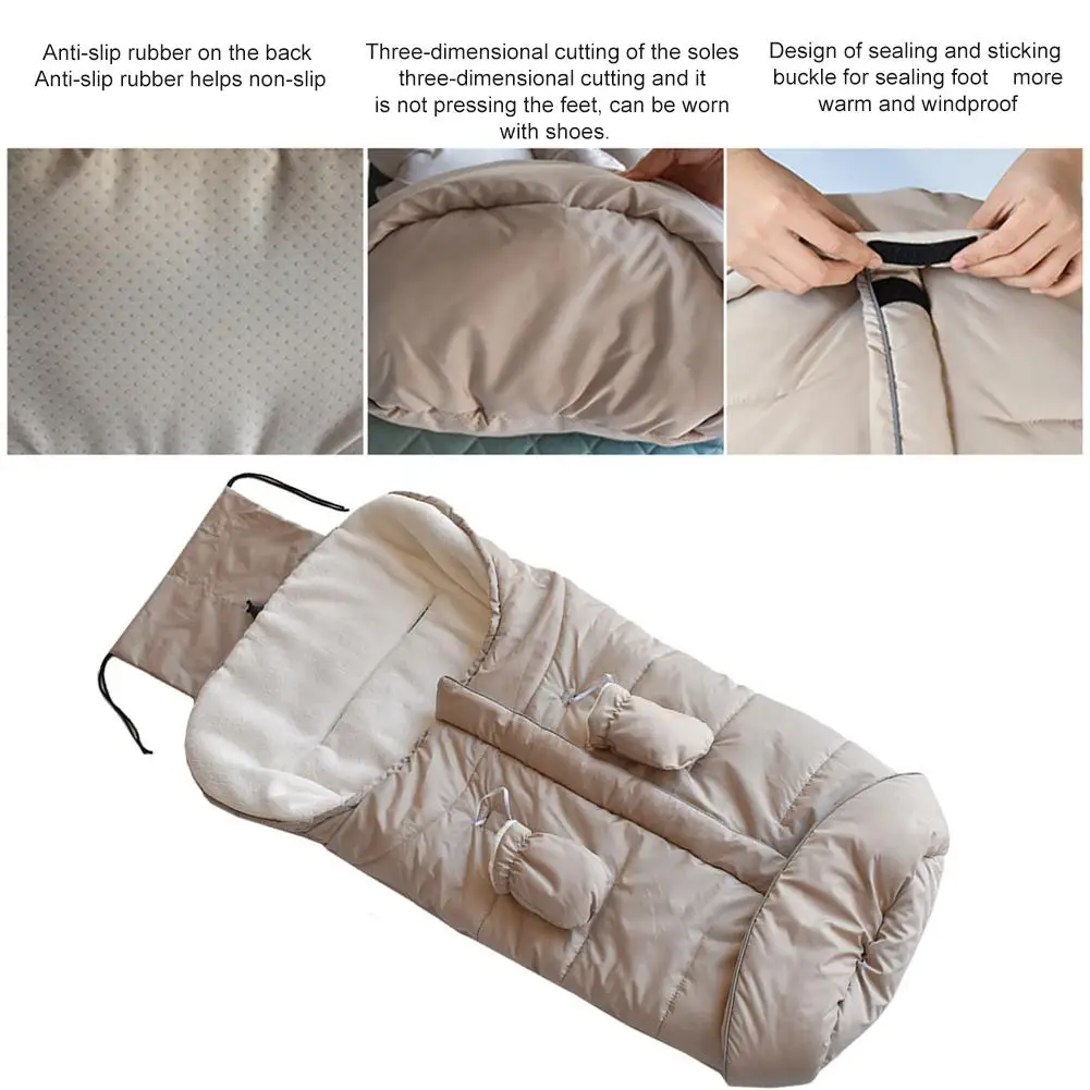 Зимний Теплый детский спальный мешок, регулируемая коляска, ножная муфта, Детские спальные мешки с перчатками, пеленка для новорожденных, коврик для детской коляски