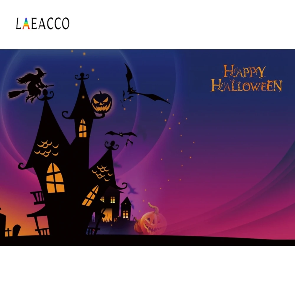 

Laeacco Halloween Photography Backgrounds Customized Pumpkin Castle Portrait Photocall Photographic Backdrops For Photo Studio