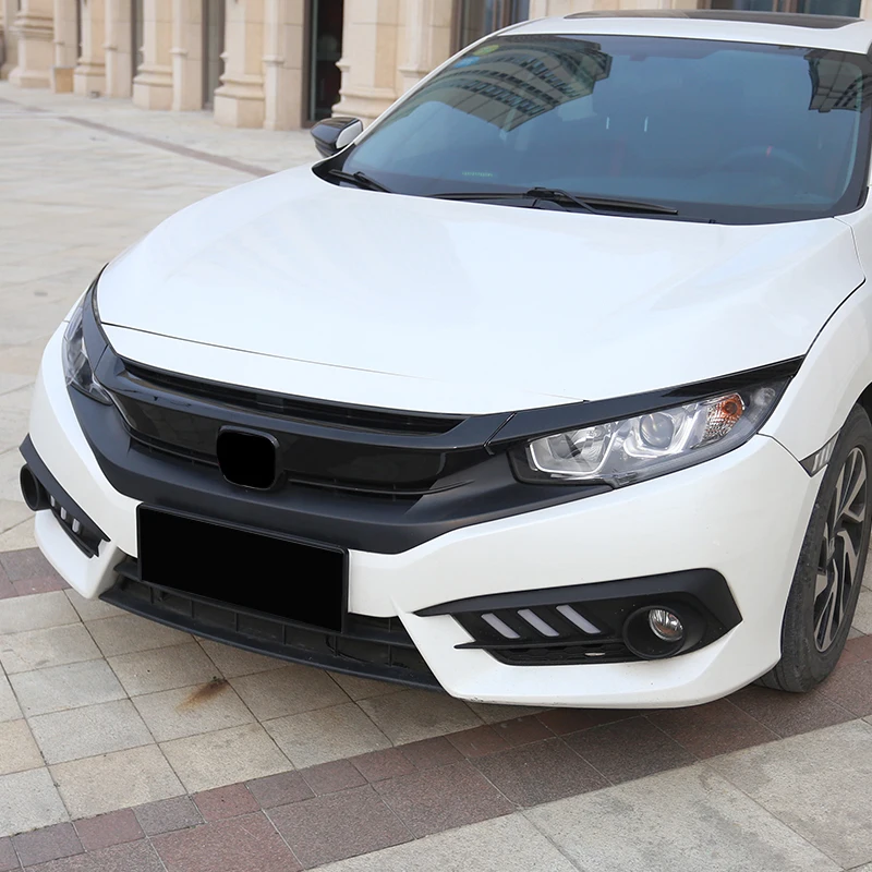 Гонки Грили черный ABS пластик автомобиля сетки передний капот решетка для Honda civic 10th с липкой