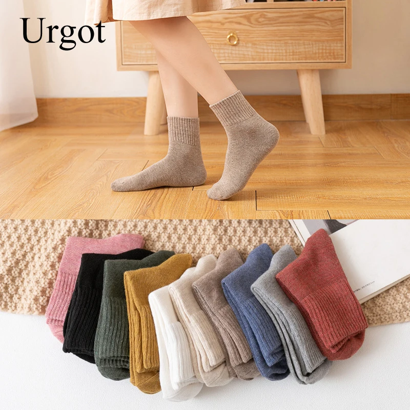 Urgot HOT 10 Miếng = 5 Đôi Thu Giữ Ấm Mùa Đông Nữ Đôi Tất Cotton Nhiều Màu Sắc Đặc Biệt Thoải Mái Dệt Kim Bé Gái Cổ Tất phụ Nữ