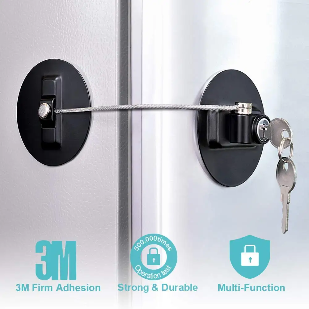Child Baby Safety Door Limit Lock Cupboard Fridge Cabinet Key Free Knob Lock 