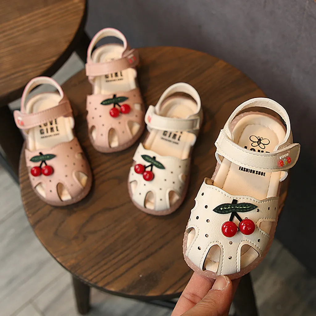 

Summer Sandals Infant Kids Baby Girls Elegant sandals Toddler Infant Kids Baby Little Girls Cherry Princess Closed Toe Shoes