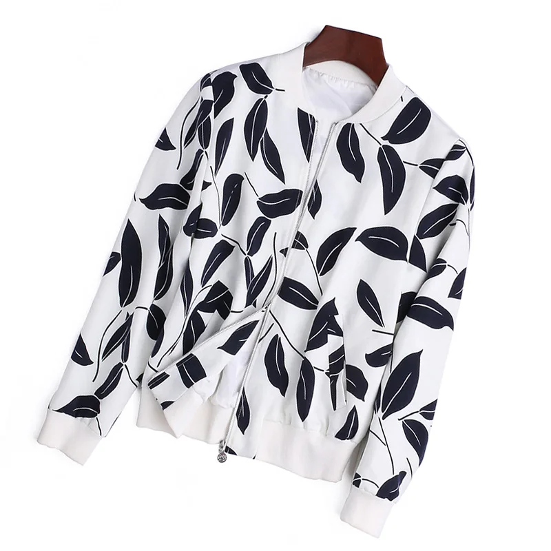 

Ozhouzhan WOMEN'S Dress Leaves-Style Coat Joint Casual Sports Women's Printed Baseball Uniform Jacket Women's