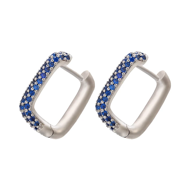ZHUKOU NEW Hoop earrings gold/silver color small hoop earrings crystal women rainbow earrings Fashion jewelry wholesale VE144 silver blue