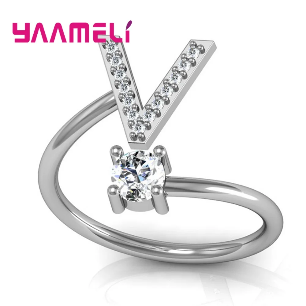 [韓国の人気ジュエリー] 925 silver. Initial ring Fashion Handmade Name A-z Initial Ring For Women Girl Korean