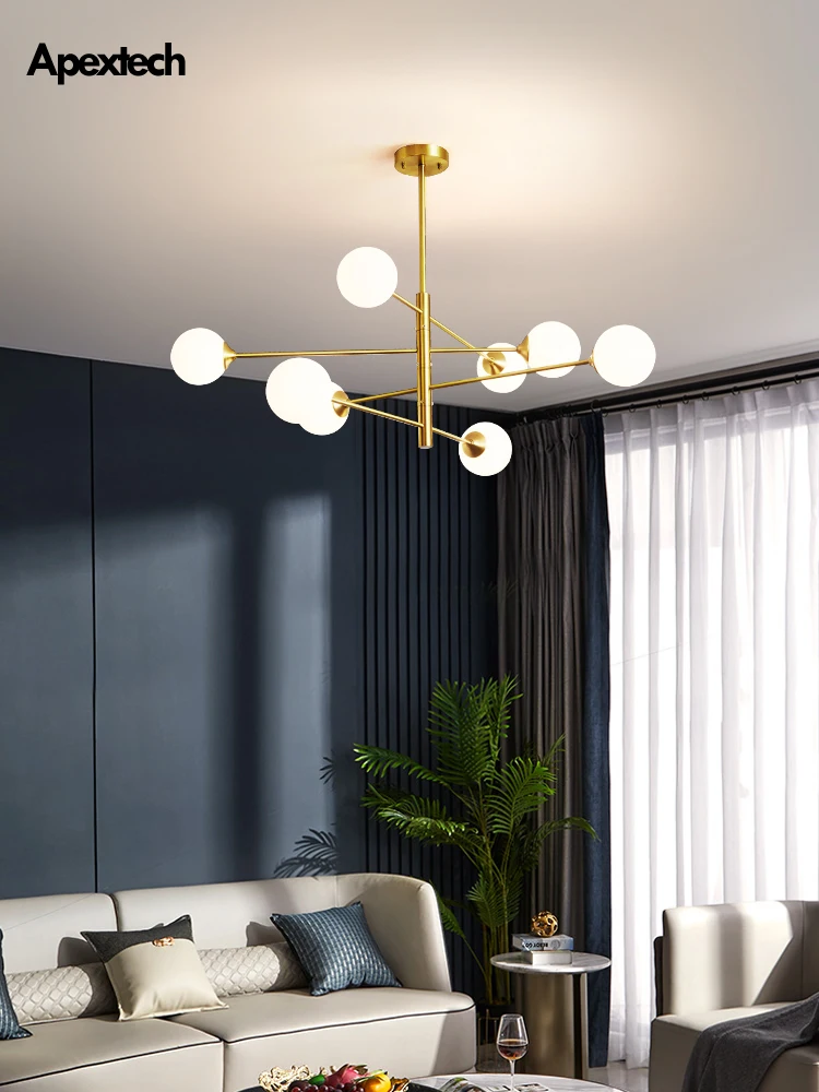 

Art Deco Iron Glass Balls Chandelier Indoor Lighting Living Room Ceiling Chandelier Dining Room Ceiling Hanging Lamp