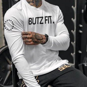 

2019 New T-shirt Long Sleeve Autumn Gym Sport Brand Clothing Cotton Running Joggres Bodybuilding Exercise Shirt Tops 2XL