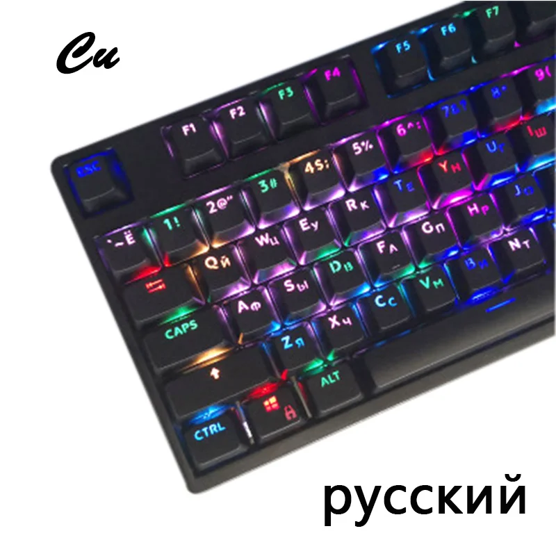  Russian 104 Keys Translucent Backlight Keycaps Korean Key Cpas for Cherry MX Mechanical Keyboard Ke