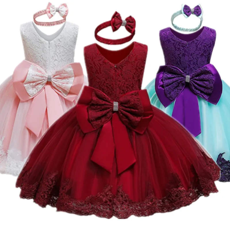 

Baby Girls Christmas Dresses Toddler Girl Party Lace Princess Chidlren Clothing Kids Girls 12M 2 3 4 5 Year Dress Match Headbnad