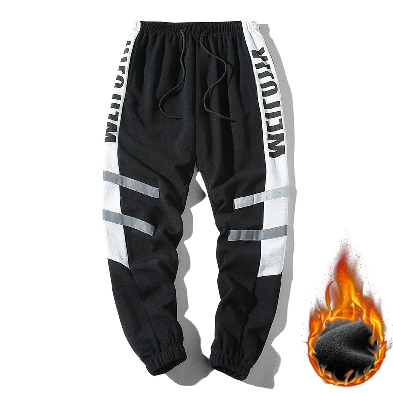 Pantalones Hombre, Японская уличная одежда, мужские штаны для бега, спортивные штаны, зимние популярные цветные штаны в стиле хип-хоп, Erkek Pantolon - Цвет: black and white