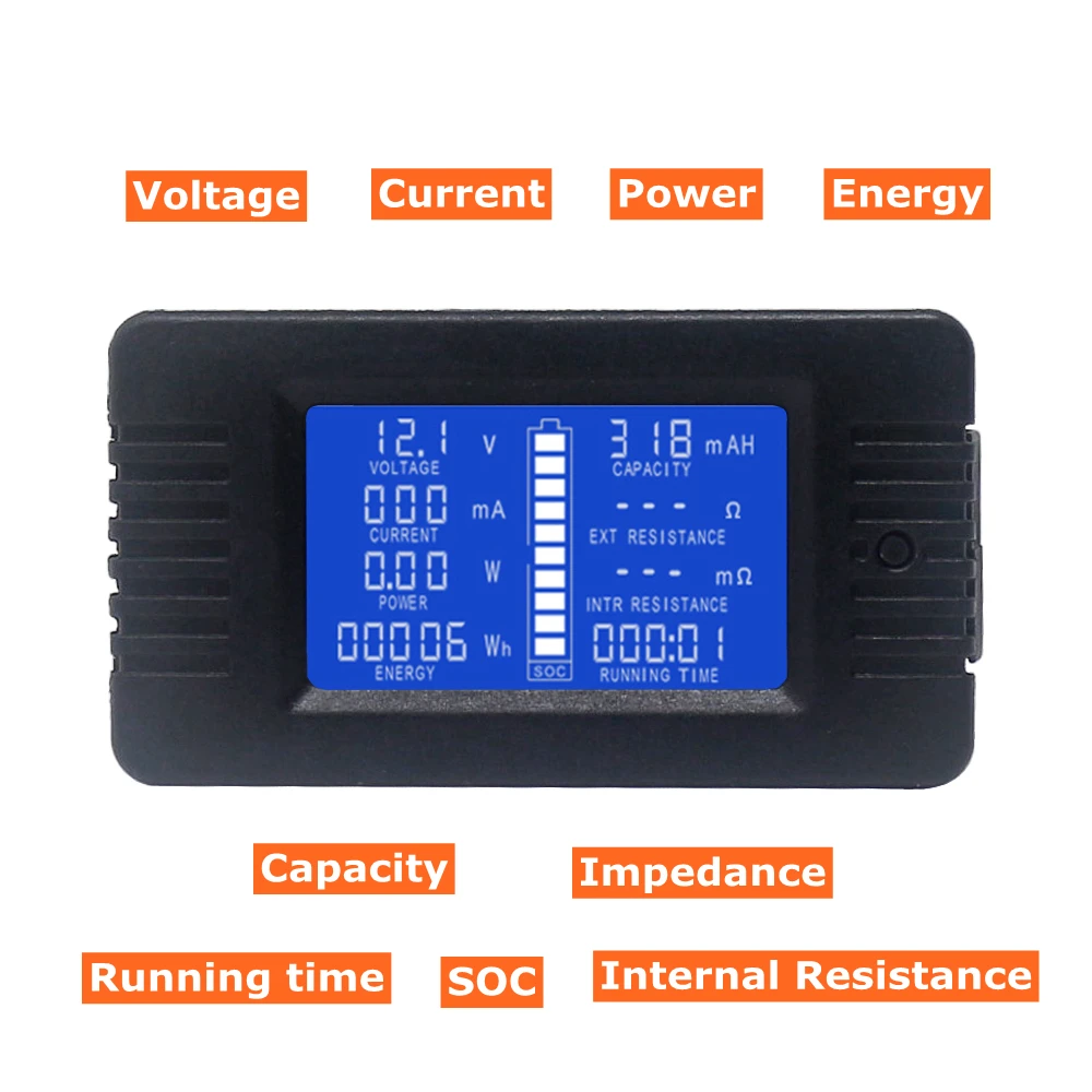 

DC Voltmeter Ammeter Power Energy Digital Voltage Current Cap Ohm Hour SOC Meter LCD DC 60-200V 10A/50A/100A/200A/300A Shunt