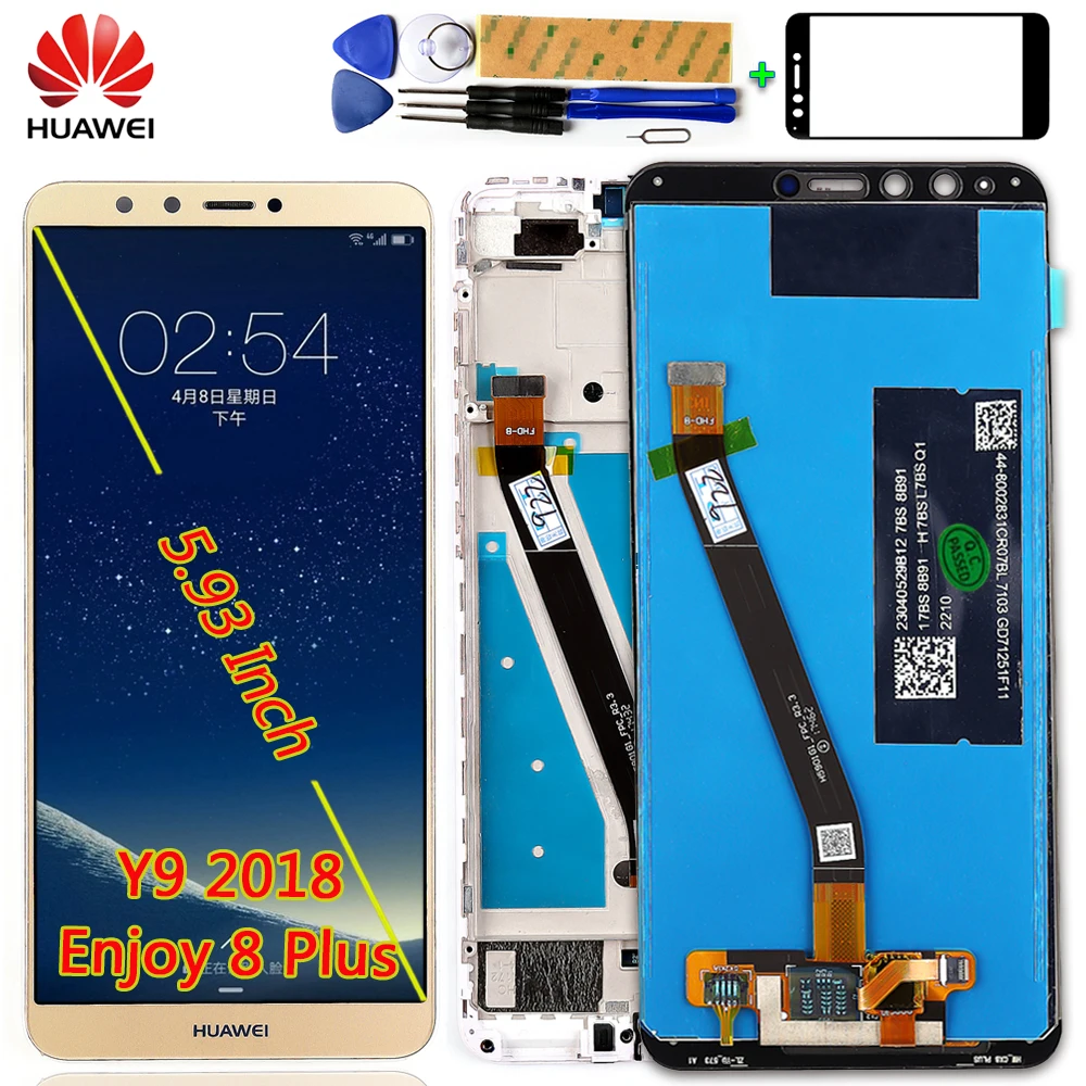 

Huawei Y9 2018 LCD Display Touch Screen Digitizer Assembly For Enjoy 8 Plus FLA L22 LX2 LX1 LX3 5.93 inch 1080*2160 Frame Tools