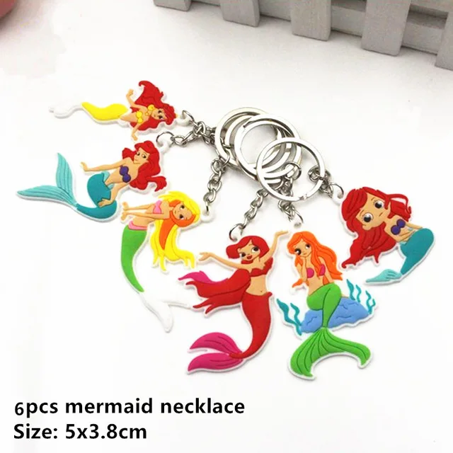 6pcs-M-Keychain Вечерние принадлежности Русалочки, декоративный баннер с воздушным шаром, сувениры для вечеринки ко дню рождения, детские украшения для вечеринок на день рождения - Цвет: 6pcs-M-Keychain