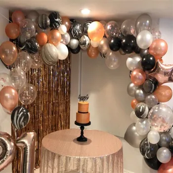 

1 Set Rose Gold Theme Party Balloons Arch Kit Black Agate Balloon Chain Wedding Birthday Party Decors Baby Shower Supplies