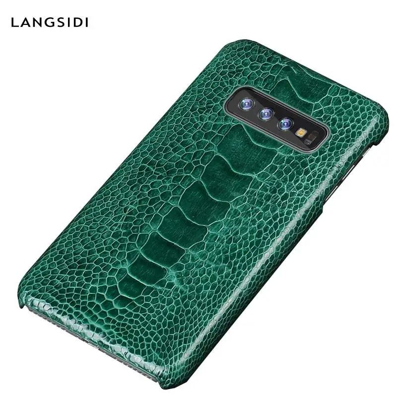 

Luxury Natural Ostrich Leg Leather case For Samsung S10 S9 S8 S7 back cover For Galaxy s10 plus E A70 A50 A30 A8 A7 2018 Note 10