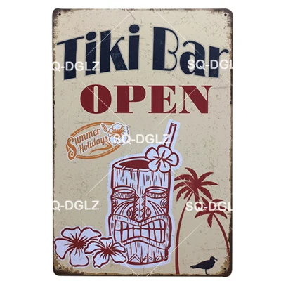 [SQ-DGLZ] TiKi Bar металлическая вывеска для клубного паба, декоративная доска, металлические старинные ремесла, домашний Декор, живопись, плащи, художественный плакат