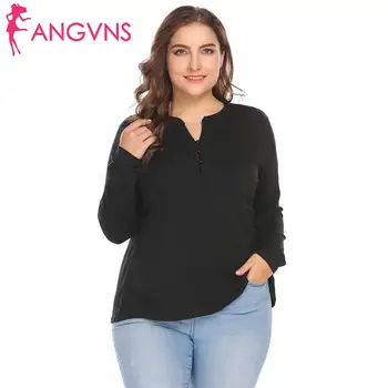 

Women Plus Size T-Shirt Notch V Neck Long Sleeve Lace Patchwork Large Size Cozy Casual Top Oversize Autumn Spring